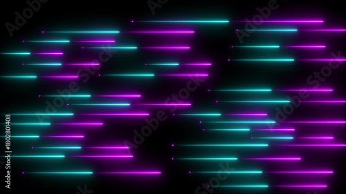 Abstract Cyan and Magenta Neon Light Streaks Moving Fast on Black Background image photo