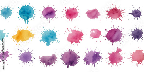 colorful paint splatter abstract vector texture background. Set of abstract watercolor water splash background.	