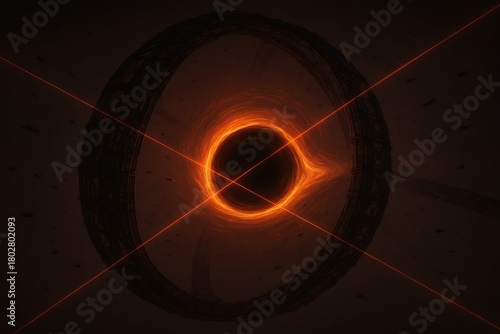 A Dyson sphere partially under construction around a black hole, with massive metallic scaffolds, swarms of tiny construction drones, and energy beams crossing the void.