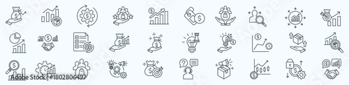 Profit Growth Icon Pack Line Style Illustration Vector