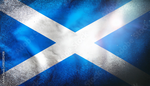 Scotland Flag (Saltire). Textured and Distressed with Grunge and Light Effects. Generated image