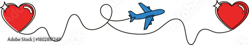 Travel Romance An Airplane Flying from Love to Love