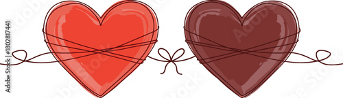 Conceptual design showing the connection between two lovers with their heartbeats synchronized on a single EKG line