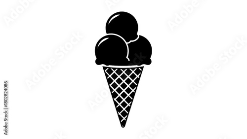 Vector illustration of ice cream cone with three scoops isolated on transparent background