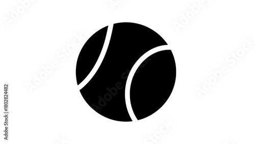 Vector illustration of black silhouette of a tennis ball isolated on transparent background 