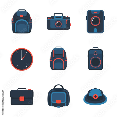 Collection of various bags and accessories.