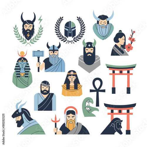 Collection of various religious and cultural symbols.