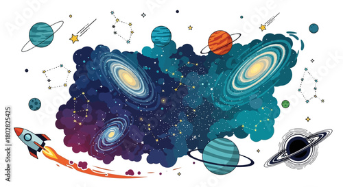 Colorful cosmic illustration of the vast universe.