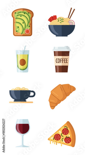 Delicious Food and Drink Assortment for Culinary Delights.