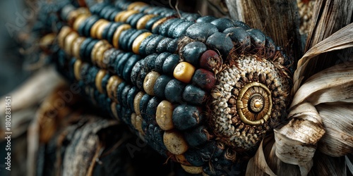 Wallpaper Mural Close-up of colorful, dried corn kernels, showcasing intricate patterns and natural textures. The image captures harvest beauty, tradition, and rustic charm. Torontodigital.ca