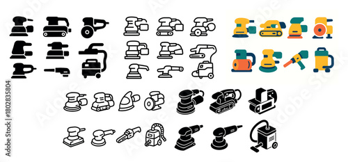 Variety of sanding tools icons