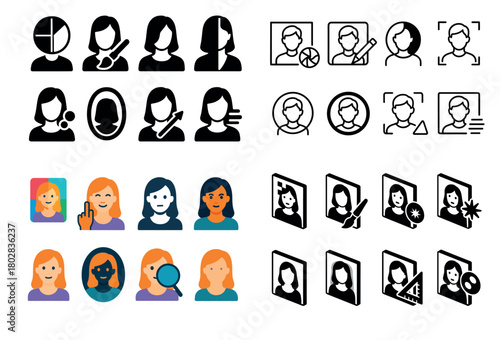 Diverse icons of image editing tools