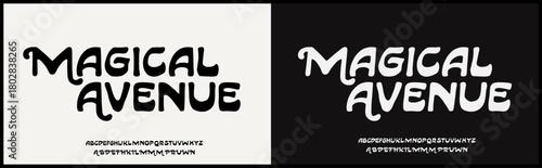 Groovy vector font. Hand drawn alphabet with art nouveau vibe. Regular and Italic alphabet with variation. 