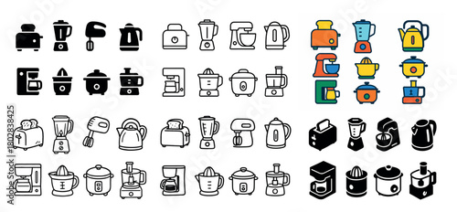 Kitchen appliance icons collection