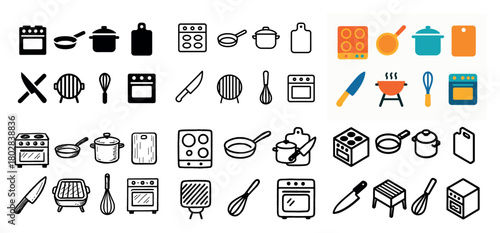 Kitchen tools and icons variety set