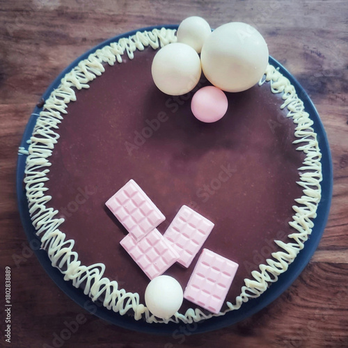 Modern chocolate mirror glaze celebration cake