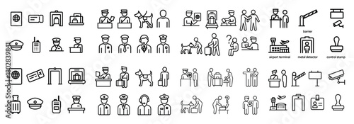 Airport security icon set collection