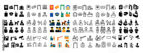 Airport security icon set collection