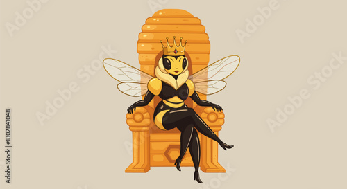 Queen Bee Sitting on a Throne, Posing Gracefully.