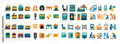 Colorful transportation icon set