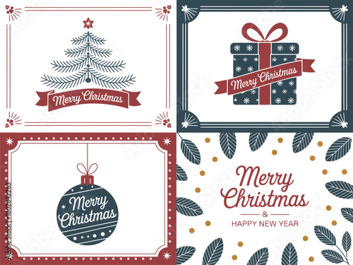Festive Christmas card designs with holiday motifs and greetings
