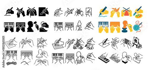 Various artistic hand activities illustrated