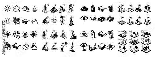 Summer activities and weather icons