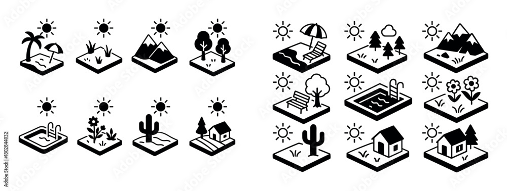 Naklejka premium Sunny Weather Icons