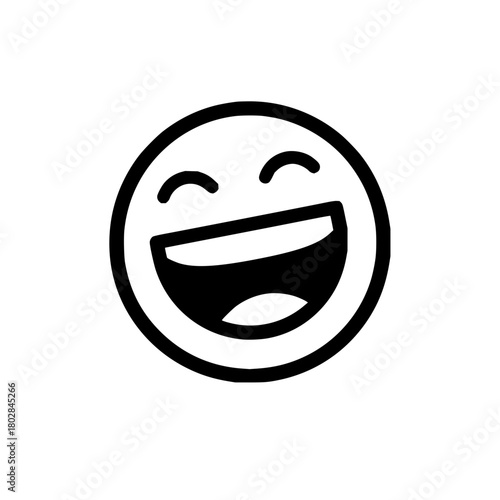 Laughing emoji happy face smiley emoticon cheerful expression joy happiness positive emotion vector graphic
