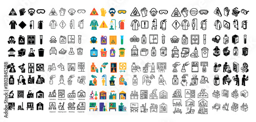 Diverse lab safety icons collection