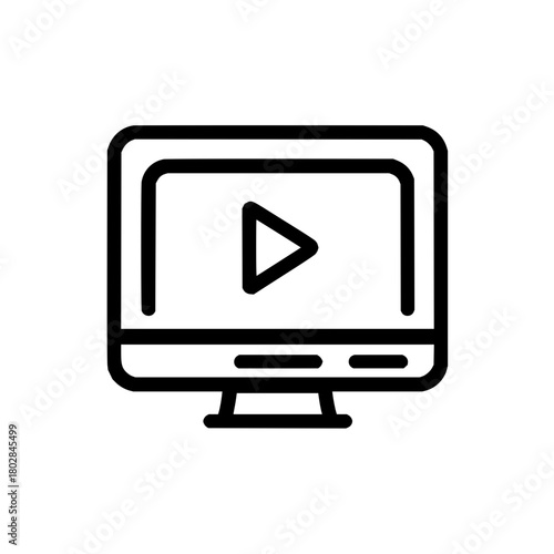 Play video on computer screen icon media player interface multimedia display online stream digital content