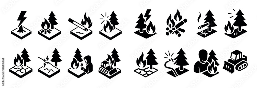Obraz premium Forest Fire Causes Grid