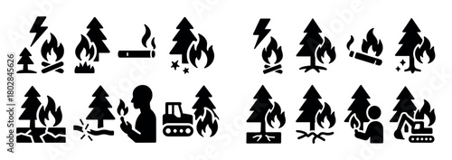 Forest Fire Causes Icons