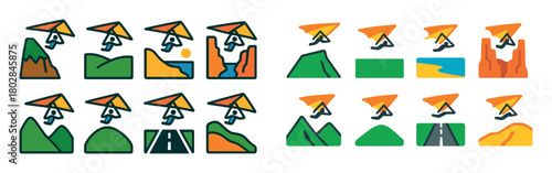 Colorful Hang Gliding Icons