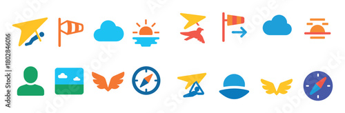 Colorful Hang Gliding Icons