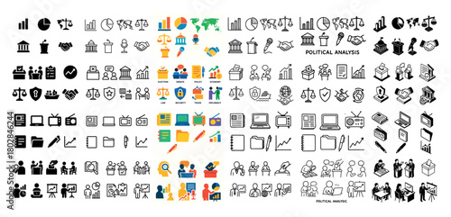 Political analysis icons collection