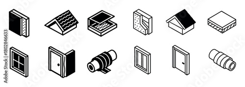Isometric Home Insulation Icons