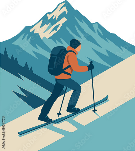 Ski mountaineering at Pic du Galibier in Les Deux Alpes, Isère, France