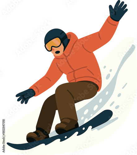 A real snowboarder falls on an off‑piste ski slope, illustrating a ski safety concept