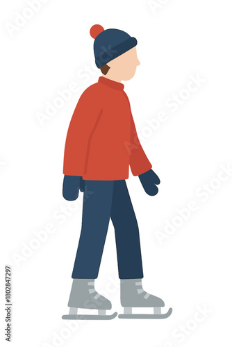 A person standing on a pair of ice skates, suitable for winter sports or recreational activities