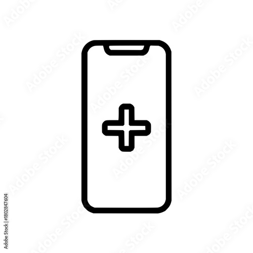 Mobile health app icon plus sign healthcare medical symbol cross digital technology telemedicine aid 100 char