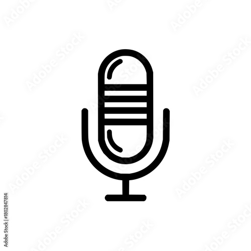 Microphone podcast voice audio record sound music broadcast interview karaoke radio studio icon vector 100char