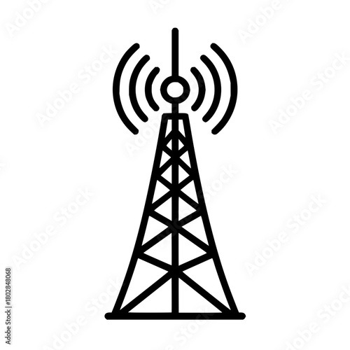 Telecommunication tower antenna signal broadcast wireless communication network technology transmission icon