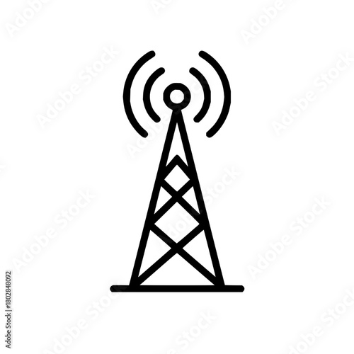 Communication antenna tower signal broadcast wireless transmission network technology vector icon design