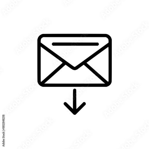 Incoming email message download icon vector illustration for inbox and communication needs and design use