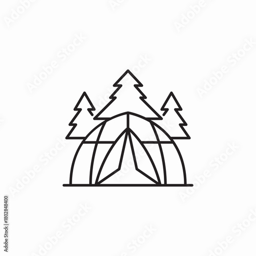 camping tent forest icon sign vector