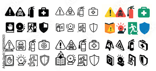 Emergency safety icons and symbols