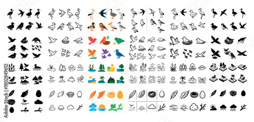 Variety of bird and nature icons