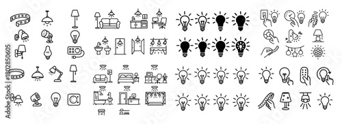 Lamps and lightbulbs icon set