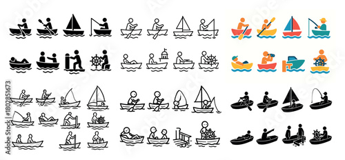 Variety of boat and fishing icons
